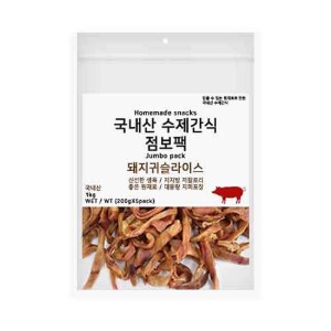 국내산 대용량 수제간식돼지귀슬라이스 1kg